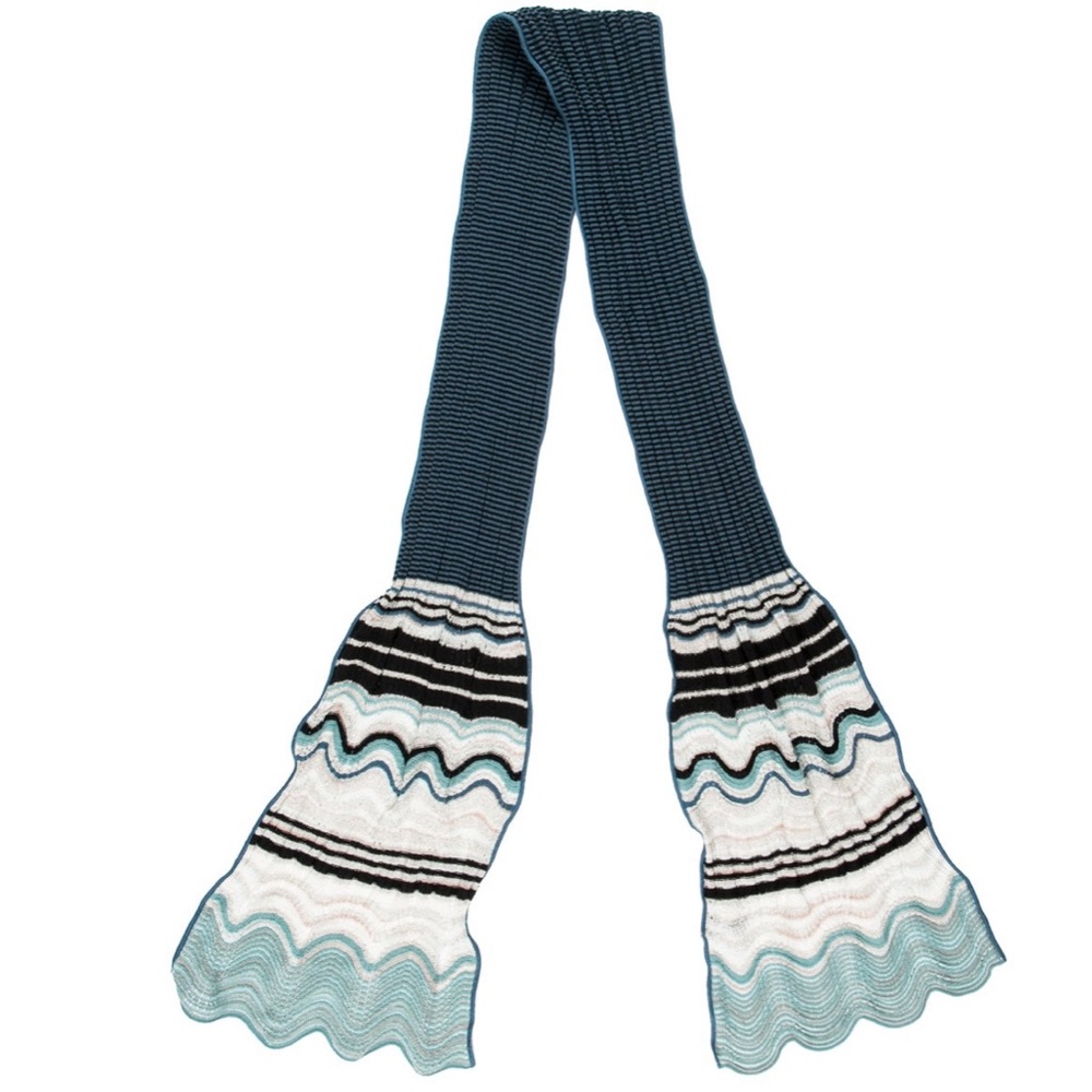 M missoni blue knit scarf